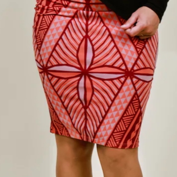 Tanoa Dresses & Skirts - Bold Red Geometric Pencil Skirt - Women's Printed Workwear